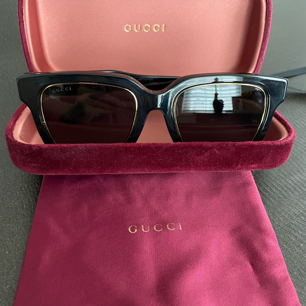 Gucci GG1136SA oversized aviator gold lined sunglasses black
